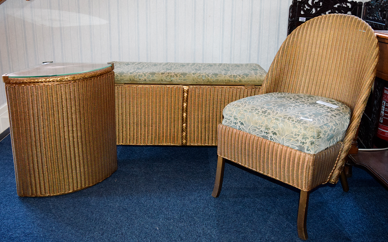 Lloyd Loom Bedroom Furniture (3) in total. To include bedding box, linen basket and bucket