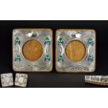 Art Nouveau Small Nice Quality Pair of Silver and Enamel Photograph Frames,