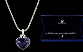 Swarovski Crystal Set Necklace Bracelet And Pendant Boxed suite in silver tone metal,