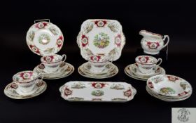 Foley Ware China 'Broadway' Part Teaset comprising 4 cups, saucers,