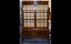 Victorian Period - Mahogany Carved Impressive Bow Fronted Display Cabinet of Large Proportions.