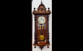 Late 19thC Walnut Cased Vienna Wall Clock, Marked GB For Gustav Becker, Cream Chapter Dial With