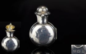 George V Sterling Silver Perfume Case, Complete with Inner Glass Bottle and Stopper.