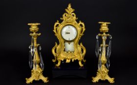 Westclox- Nice Quality And Attractive Gilt Metal Clock Garniture Set. Circa 1900-1910. An Ornate