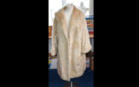 Vintage Blonde Mink Coat Ladies 1960's mid-length plush mink coat with deep cuff detail, revere