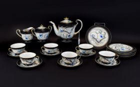 Oriental 'Lucky' Moriage Dragonware Japanese Teaset comprising coffee pot, sugar bowl, milk jug