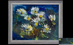 James Lawrence Isherwood 1917 - 1989 - Titled ' Marguerite's ' Oil on Board. Signed & Framed. 10.5 x