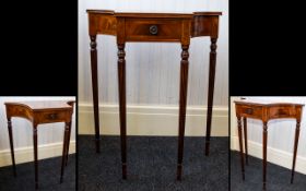 Mahogany Flamed Hall / Telephone Table with Draw, Raised on 4 Long Reeded and Tapered Legs. 29