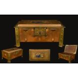 A Jugendstil Enamel Copper And Brass Box A rare copper cigar/trinket box of rectangular form with