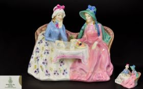 Royal Doulton Figurine ' Afternoon Tea ' Pink and Blue. HN1747. Designer P. Rallston.