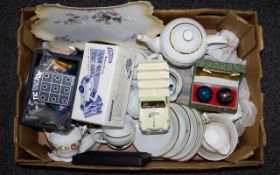 Box of Assorted Ceramics and Collectables including commemorative tea set, Kingsmill Wallace &