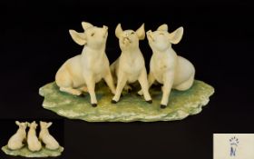 Capodimonte Unusual 3 Little Pigs Sculpture. Capodimonte Printed Mark to Underside. Good Condition.