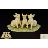 Capodimonte Unusual 3 Little Pigs Sculpture. Capodimonte Printed Mark to Underside. Good Condition.