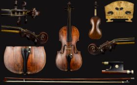 Violin - Unmarked Comes with Bridge Marked - Niedt Wurzburg and A ( Violin Bow - Maker Wilhelm
