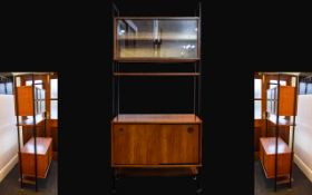 A 1960's Modernist Avalon Bookshelf Display Cabinet Combination. Tall shelving unit in teak and