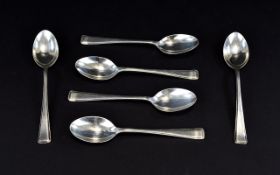 George V Set of Six Silver Teaspoons, Not Boxed. Hallmark Birmingham 1920. 87.6 grams.