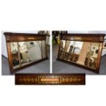 A Large Mirrored Overmantle Panel Antique neoclassical style overmantle mirror with brass foliate