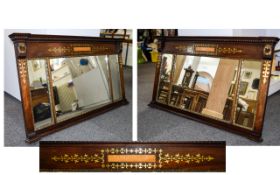 A Large Mirrored Overmantle Panel Antique neoclassical style overmantle mirror with brass foliate