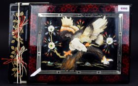 Decorative Oriental Photograph Album Large wood, lacquer and inlay album with bird and blossom