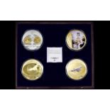 Windsor Mint Collection of Super Size Commemorate 24ct Gold Plated Proof Medallions ( 4 ) In Total.