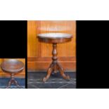 Antique Scandinavian Occasional Table Small mahogany table with trefoil carved legs and circular