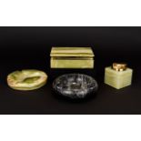 A Collection Of Onyx Smoking Accessories Four items in total to include green onyx cigarette box,