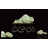 Antique Period - Chinese Superb Quality and Well Carved Green Jade Figure / Sculpture of a Koi Fish,