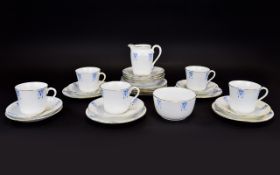 Art Nouveau Design Part Tea Service By New Chelsea Staffordshire Twenty seven pieces in total to