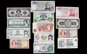 A Collection of World Banknotes ( 13 ) In Total. Some High Grade.