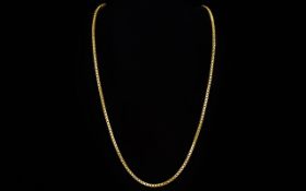 9ct Gold Box Chain of Solid Construction and Quality. Fully Hallmarked for 9ct Gold. 18.3 grams.