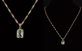 9ct Gold Large Faceted Stone Pendant with Attached Fancy 9ct Gold Chain. Both Fully Hallmarked.