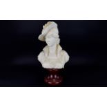 A Reproduction Art Nouveau Resin Bust In The Form Of Finely Attired Female Resin bust cast to