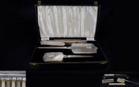 Superb Quality - Ladies 1960's Elegant and Stylish 4 Piece Silver Grooming Set. Comprises Large Hand