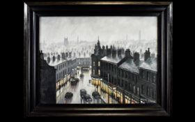 Steven Scholes Born 1952 - British Artist - Title ' Regents Rd Salford ' 1956 Oil on Canvas, Signed.