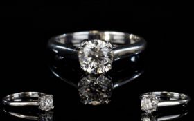 1.20ct Single Stone Diamond Ring, Round Brilliant Cut, Claw Set, 18ct White Gold Shank. Estimated