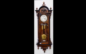 Late 19thC Walnut Cased Vienna Wall Clock, White Chapter Dial With Roman Numerals And Subsidiary