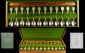 Royal Horticultural Society Set of 12 Sterling Silver Teaspoons,