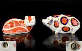 Royal Crown Derby Paperweights ( 2 ) In Total. Comprises 1/ Red Fox - Green Eyes.