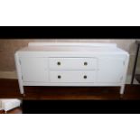 White Painted Wood Sideboard with two long drawers to centre and cupboard space to either side. 64