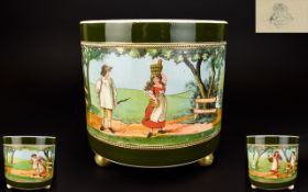 Gibson & Sons Albany Pottery Hand Painted Jardiniere, Raised on 3 Ball Feet.