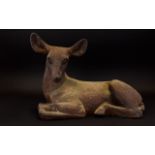 A Resin Figure In The Form Of Fawn Bronzed effect figure for garden or indoor use in the form of