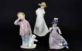 Nao by Lladro Figurines ( 3 ) Three In Total. Features 1/ Young Boy with Teddy Bear. Model No