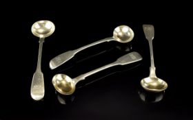 Victorian Period Set of 4 Sterling Silver Salt / Mustard Spoons,