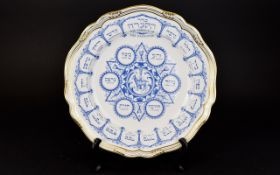 Spode Bone China Passover Plate Blue litho gold filigree "The service of Passover".