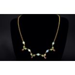 Victorian Period - Superb Quality 18ct Gold Stone Set Necklace, Set with Opals,