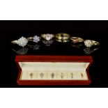 A Collection of Ladies 9ct Gold Stone Set Dress Ring ( 6 ) Rings In Total.