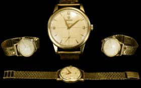 Omega - Nice Quality Gents 9ct Gold Mechanical Wind Wrist Watch, with Attached 9ct Gold Bracelet,