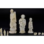 Antique Period - Japanese Trio of Small Ivory Figures,