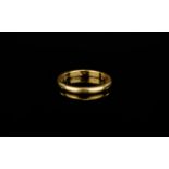 18ct Gold Wedding Band of Plain Form. Fully Hallmarked. Ring Size - L. 3 grams.