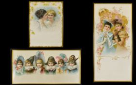 A Collection Of Decorative Victorian And Edwardian Style Prints Three in total each housed in